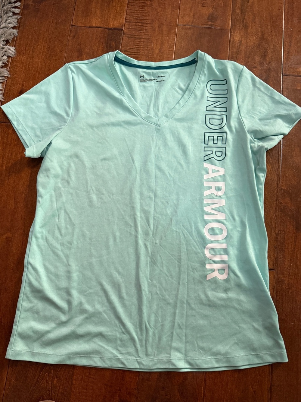LG Mint Green V-Neck Short Sleeve Tee with Vertical Logo